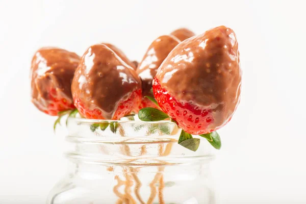 Вкусное Шоколадное Фондю Свежая Клубника — стоковое фото