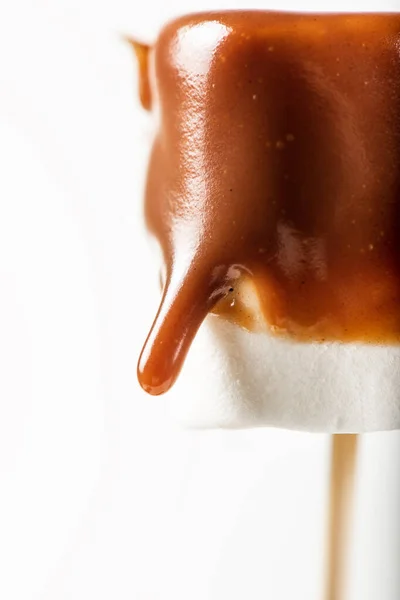 Köstliches Schokoladenfondue Und Weicher Weißer Eibisch — Stockfoto