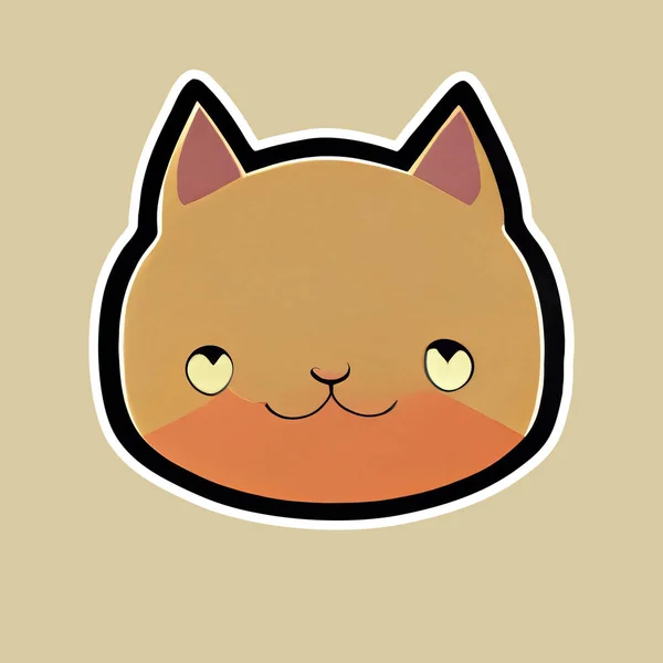 Adesivo Com Gato Sorridente Design Plano Estilo Anime — Fotografia de Stock