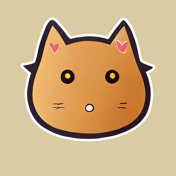 Adesivo Com Gato Surpreso Design Plano Estilo Anime — Fotografia de Stock