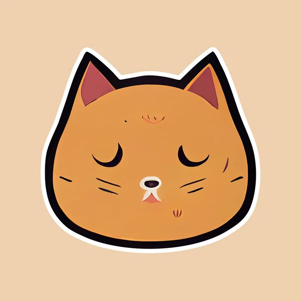 Adesivo Com Gato Adormecido Design Plano Estilo Anime — Fotografia de Stock