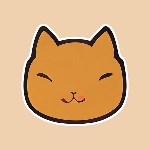 Κολλημένος Πονηρή Γάτα Επίπεδη Σχεδίαση Anime Style — Φωτογραφία Αρχείου