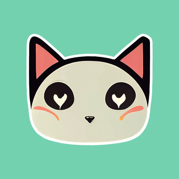 Klistermärke Med Förälskad Katt Platt Design Anime Stil — Stockfoto
