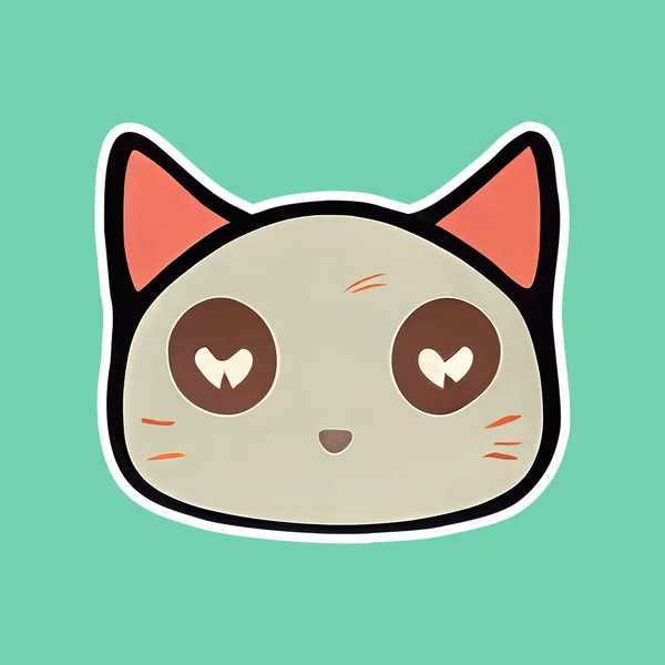 Adesivo Com Gato Apaixonado Design Plano Estilo Anime — Fotografia de Stock