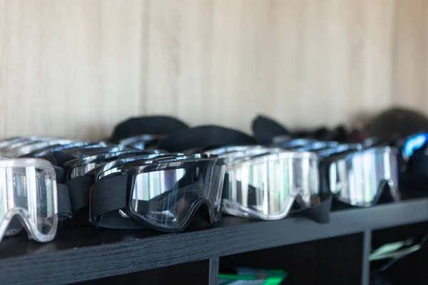 Motokrosové Brýle Akrylátové Obchodě Prodej — Stock fotografie