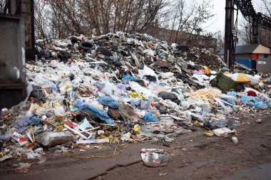 a pile of rubbish in a landfill. Garbage dump in a garbage dump or landfill. Pollution concept.