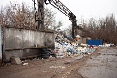 a pile of rubbish in a landfill. Garbage dump in a garbage dump or landfill. Pollution concept.