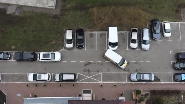 Voiture Avec Vue Sur Parking Vue Aérienne Une Voiture Déplaçant — Video