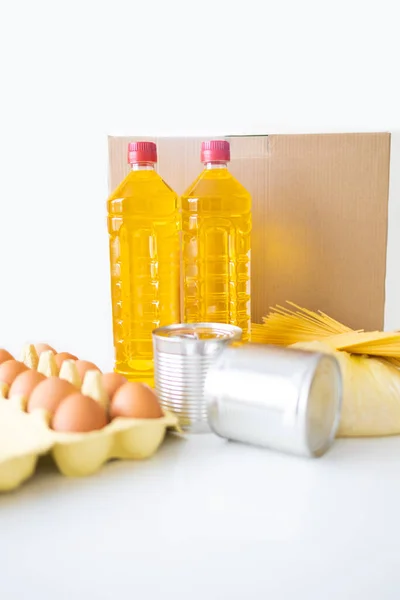 Lebensmittelbox Konzept Spendenbox Isoliert Auf Weiß — Stockfoto