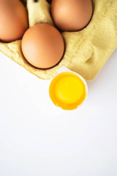 Organic Egg Package Isolated White Background — Stock Photo, Image