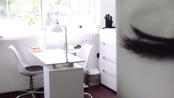 Wnętrze Gabinetu Manicure Salonie Piękności Bez Ludzi — Wideo stockowe