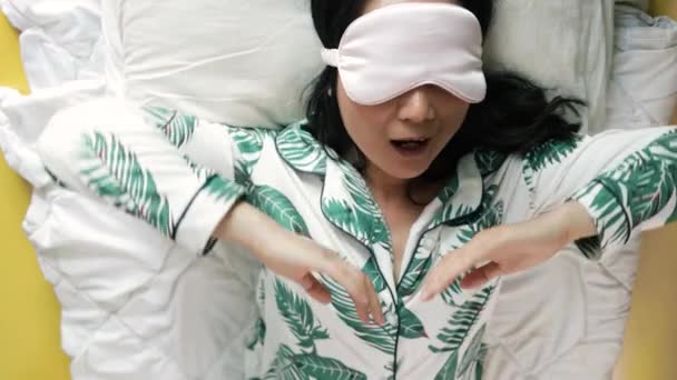 Vue Haut Sur Jeune Asiatique Belle Femme Dans Masque Pour — Video