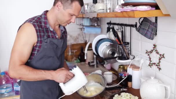 Mixing Dough Hand Mixer Cooking Process Dessert — Vídeo de stock