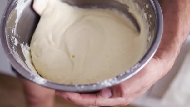 Mixing Dough Hand Mixer Cooking Process Dessert — Stok video