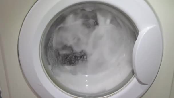 Washing Machine Process Wash Clothes Washing Machine Close Cleaning Clothes — Stock video