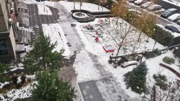 Ninsoare Puternică Zăpada Prăbușește Fundalul Ferestrelor Din Ucraina — Videoclip de stoc