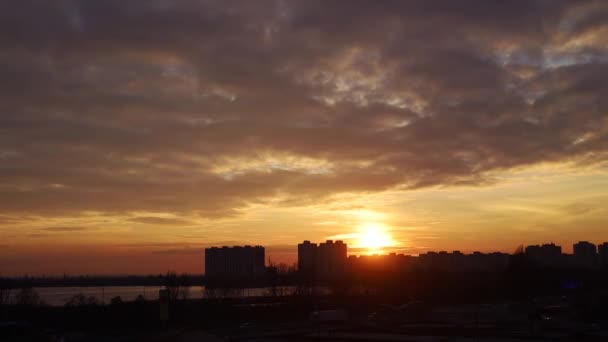 Panorama Pohled Západ Slunce Město Pohled Ukrajině Vypnutí — Stock video