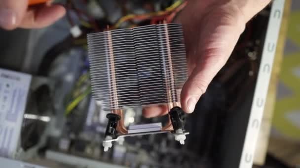 Close Thermal Paste Cpu Cooling System Cpu Cooling System Thermal — Stock Video