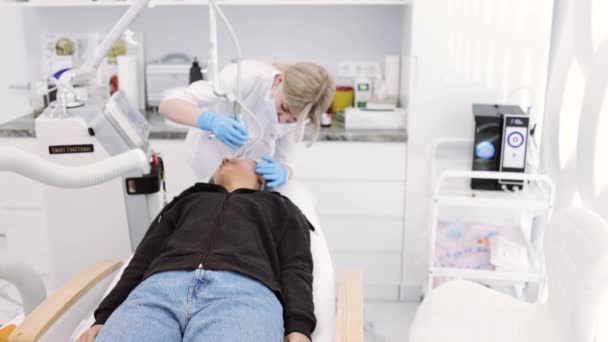 Bruchteil Laser Co2 Verfahren Kosmetische Behandlung Der Schönheitsklinik Frau Mit — Stockvideo