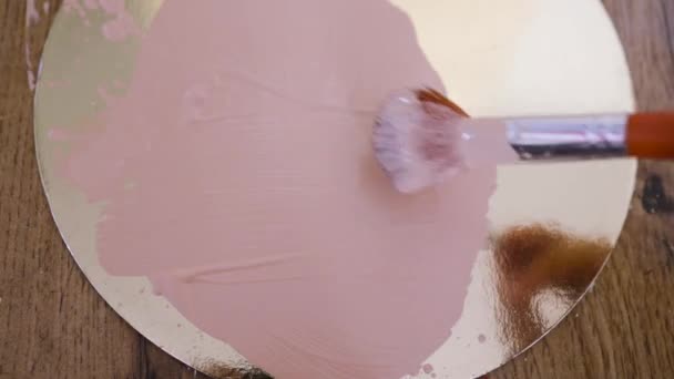 Beige Smear Tonal Foundation Cream Close Smudge Brush Beautiful Pastel — Stockvideo