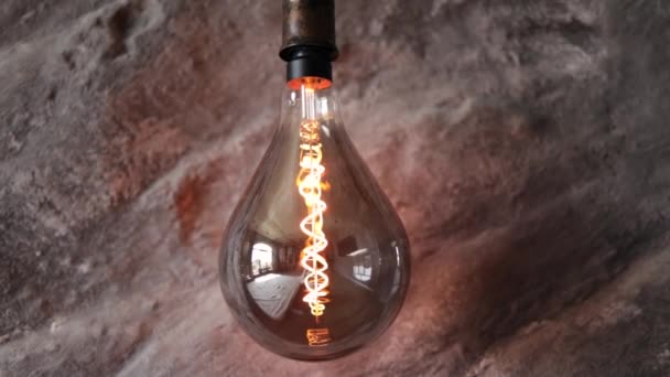 Лампы Эдисона Винтажные Лампочки Пульсирующий Свет Современном Доме Горящие Ретро — стоковое видео