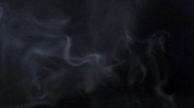 Soyut beyaz duman. Sıcak yemek ya da içecekten beyaz buhar. Siyah arka planda beyaz buhar yukarı yükseliyor. Mutfakta sıcak yemek pişiriyorum..