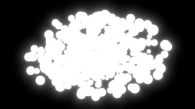 Parçacık beyaz bulut girdabı. Eğlence için soyut duman açılış şarjörü. Video efekti 3D Render Arkaplanı. Siyah ve beyaz alfa kanal maskesi. 4k UHD video