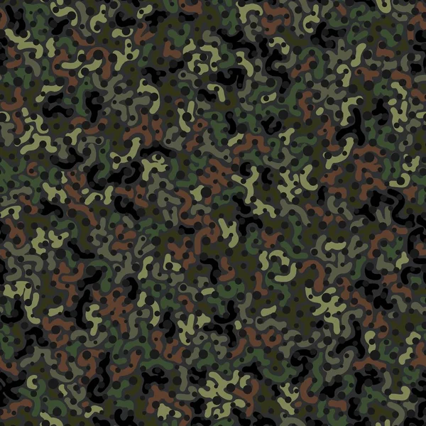 Digital Olive Khaki Camouflage Seamless Pattern Ornate Spots Stripes Autumn — Stock Vector