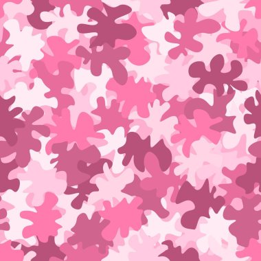 Kusursuz bir geçmişi olan kızlar için güzel bir kamuflaj. Klasik giyim tarzı kamuflaj tekrarı. Pembe gül yakut rengi dekoratif desen. Tasarım elemanı vektör çizimi.