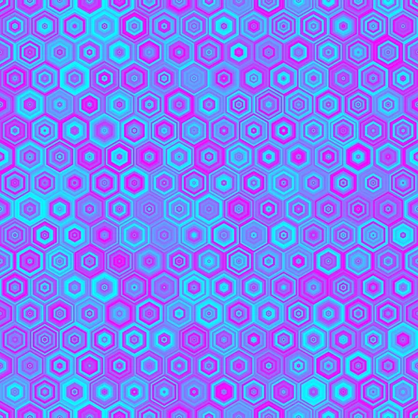 Abstract Hex Tiles Geometrisch Naadloos Patroon Giftig Paars Hemelsblauw Halftoon — Stockvector