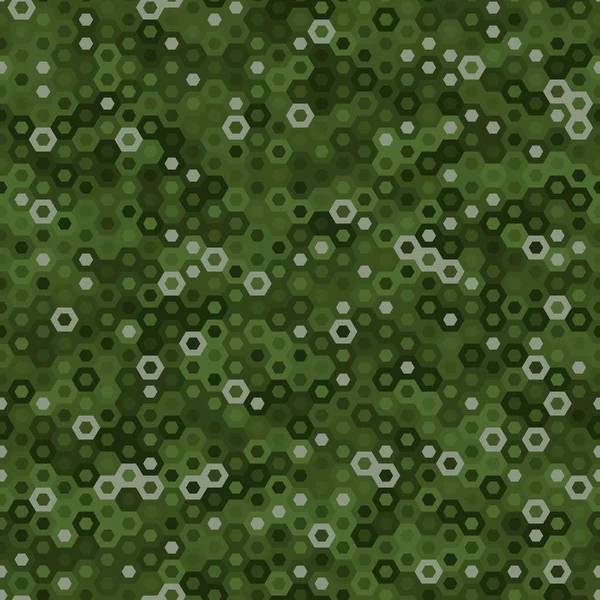 軍の緑とオリーブの色の森のカモフラージュシームレスなパターンをテクスチャ 都会の六角形のヘビスキン 抽象的な軍隊と狩猟マスキング装飾テクスチャ ベクターイラスト背景 — ストックベクタ