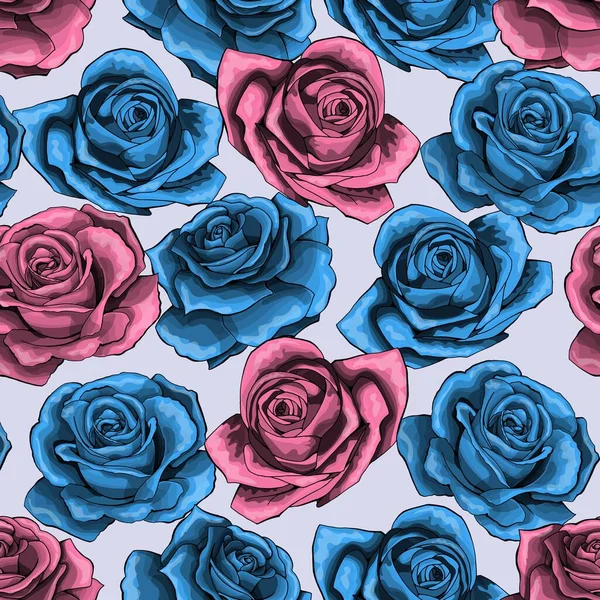 Vecteur Vintage Fleur Rose Dessinée Main Floraison Motif Sans Couture — Image vectorielle