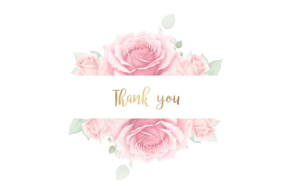 Esküvői Meghívó Kártya Virágos Rózsaszín Rózsa Csokor Arany Betűkkel Akvarell — Stock Fotó