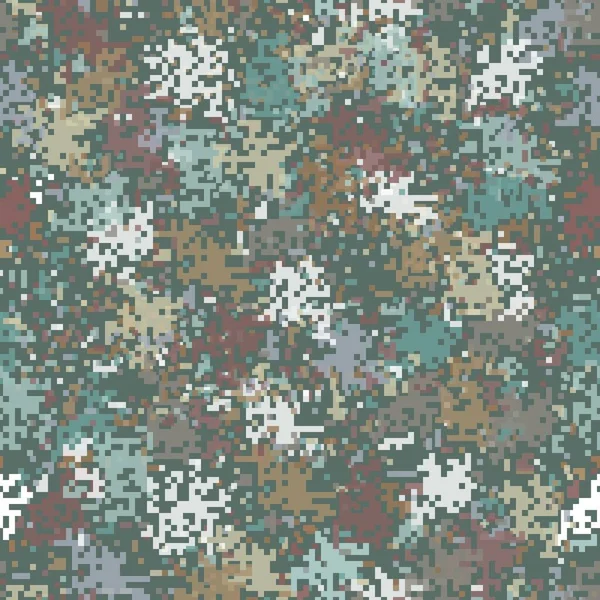 Textuur Militair Digitaal Beige Teal Grijs Camouflage Naadloos Patroon Abstracte — Stockvector