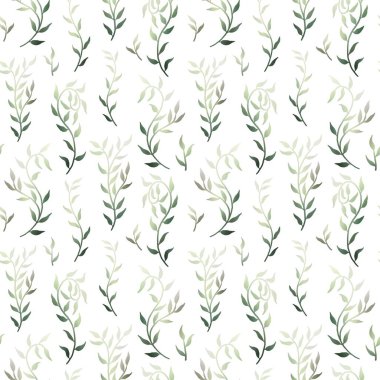 Liana, keten, kumaş, tekstil malzemesi, düğün, tarih, tekstil kumaş baskısı için beyaz arkaplan vektör ilülasyonuna zeytin yeşili, tüysüz desen yayar.