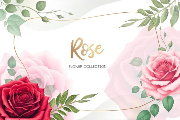 Festlich Dekorierte Postkarte Zum Valentinstag Mit Cremerosa Und Roten Rosenblüten — Stockfoto