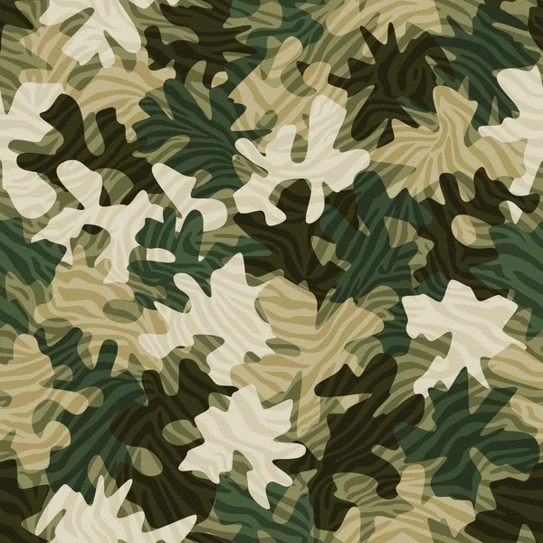 Camouflage Seamless Pattern Background Classic Clothing Style Masking Camo Repeat - Stok Vektor