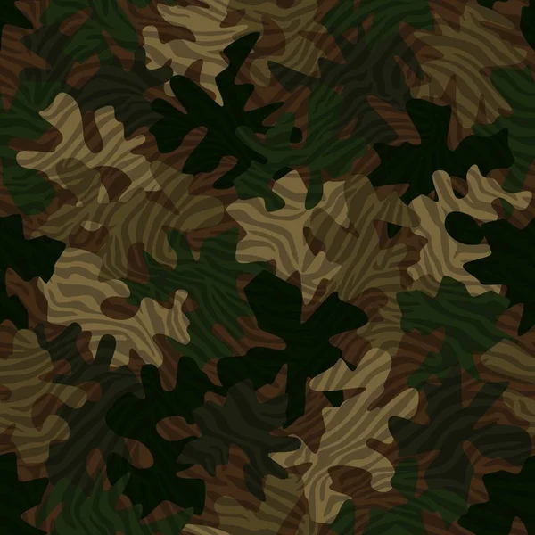 Camouflage Seamless Pattern Background Zebra Khaki Clothing Style Masking Camo — Stockvektor