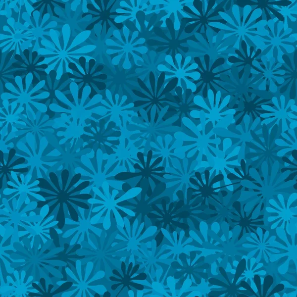 Seamless Teal Denim Blue Colored Leaf Pattern Texture Vector Vintage — Stock Vector