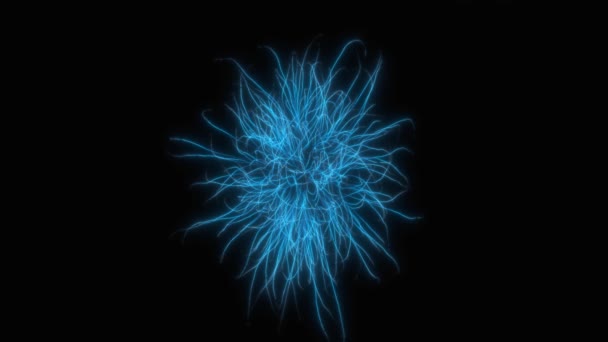 摘要蓝色能量球在黑色背景上爆炸 等离子体能量外观 彩色照明效果摘要 — 图库视频影像