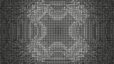 Uzaylı Sembolleri Kavramsal Döngü Animasyonlu Soyut Matris Arkaplanı. Gri tonlu parlayan ortam ya da çizgi filmdeki titreşimli arka plan düşük polyester popüler modern tasarım.