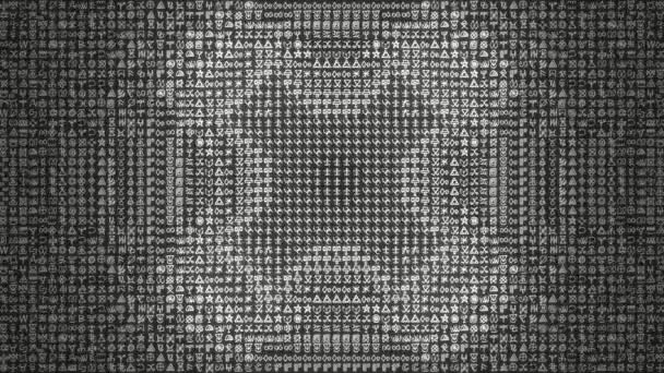 Abstract Grid Matrix Achtergrond Met Alien Symbolen Onderwerp Loop Animatie — Stockvideo