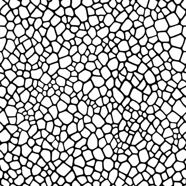 Dinozor derisi pürüzsüz desen. Sürüngen izi, hayvan derisi, yırtıcı benekler, soyut desen, çizgi arkaplan kumaşı. Şaşırtıcı el çizimi vektör çizimi. Siyah beyaz sanat eseri dokusu