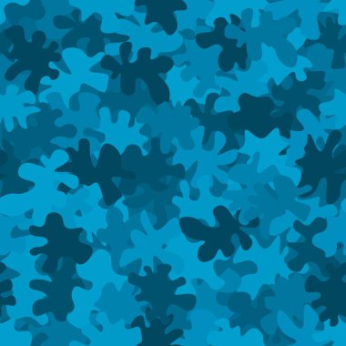 Kamuflaj şablonu. Klasik giyim tarzı kamuflaj tekrarı. Mavi kot renk şehir, deniz ya da hava kuvvetleri dokusu. Tasarım elemanı. Vektör illüstrasyonu.
