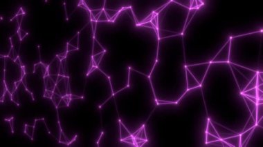 Seamless loop abstract violet neon background. Dynamic wave with many dots web. Abstract purple motion background of dots. 3d rendering.