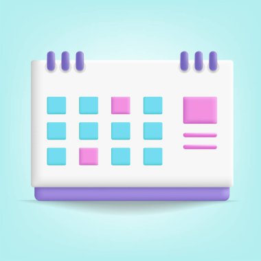 Takvim simgesi 3d vektör illüstrasyon tasarımı.