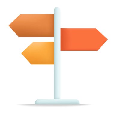 Yön, gösterge yol simgesi simgesi, beyaz arkaplanda izole edilmiş 3d çizgi film stili vektör çizimi tasarımı.