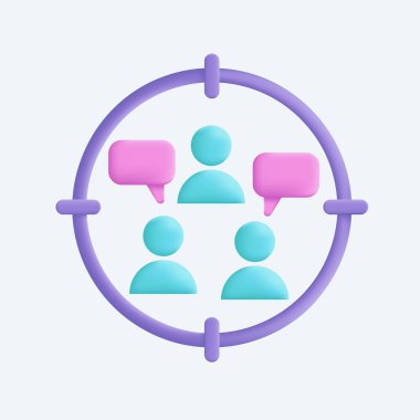 Grup simgesi 3d vektör illüstrasyon tasarımına odaklan.