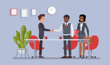 İş görüşmesi konsepti. İşsizlik insanları karakter vektör illüstrasyon tasarımı.