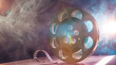 Retro duman yeşil ve blueon koyu arka plan Film Film reel